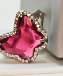 Ruby Butterfly Shaped Stainless Silver Ring